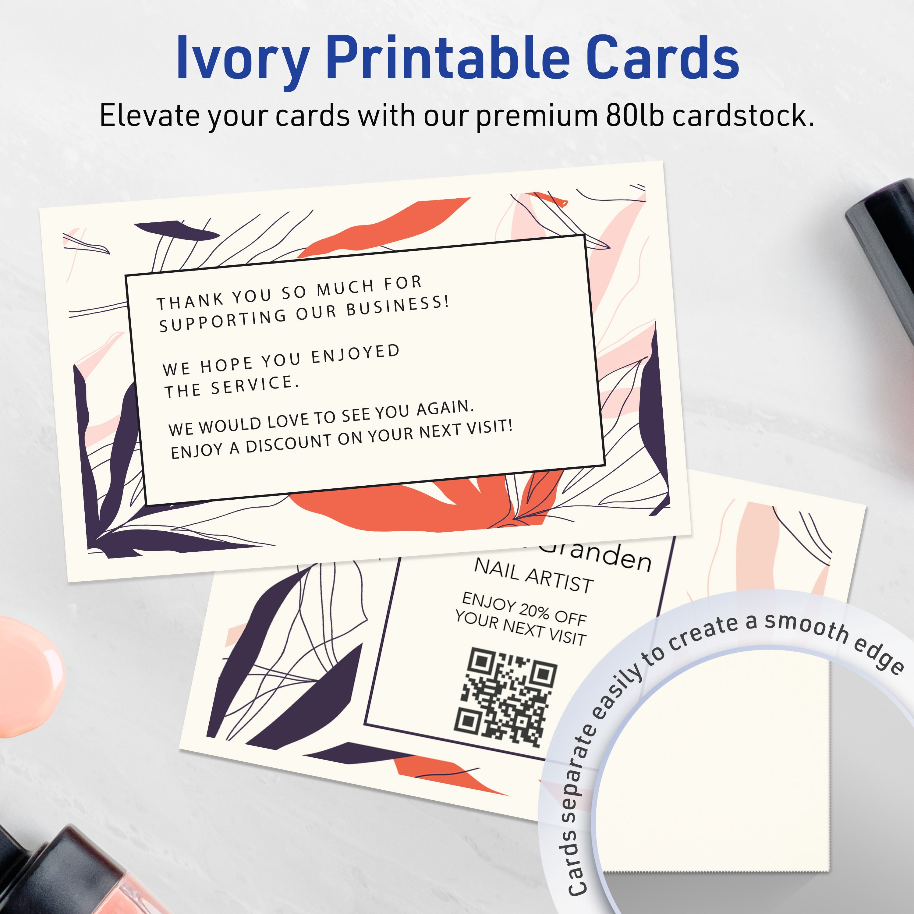 Avery Printable Rectangle Cards, 3" x 5", Matte Ivory, 150ct