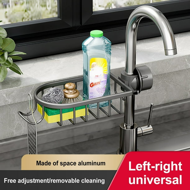 Faucet Storage Rack Space Aluminum Adjustable Kitchen Sink Sink Sink Sponge Cloth Storage Rack