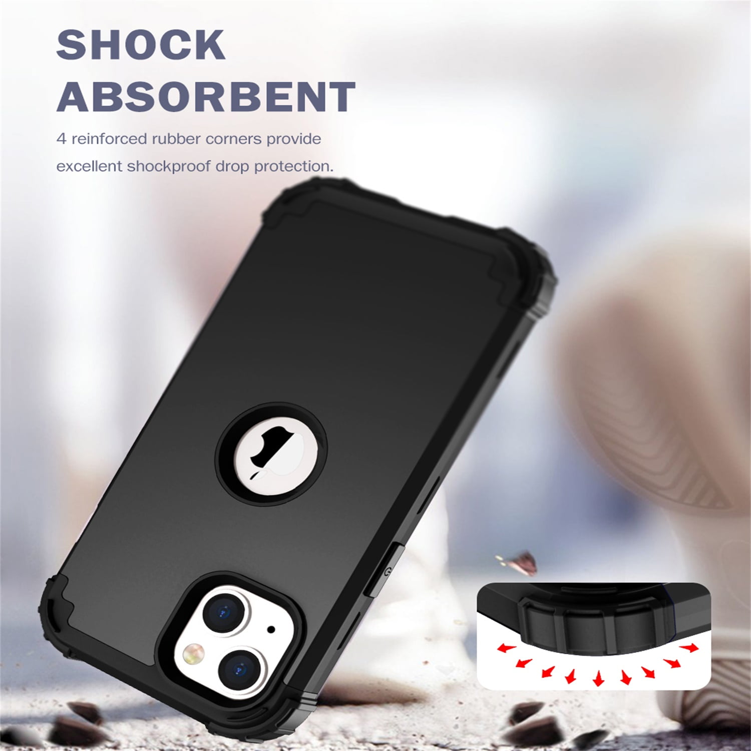 iPhone 14 Plus Case 6.7 inch 2022, Allytech Heavy Duty Hybrid Hard PC Back + Soft TPU Inner + Front PC Frame Drop Protection Case for iPhone 14 Plus 5G, Black