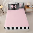 thumbnail image 4 of Manfei Alphabet B Design Zipper Full Size Comforter Sets with Fitted Sheet and 2 Pillowcases,Modern Geometric Stripes Zipper Bedding Set,Pink Reversible,4-Piece, 4 of 7
