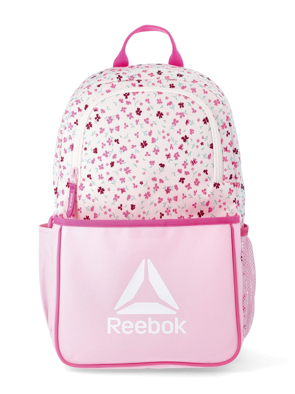 Reebok Girls' Riley 17" Laptop Backpack with Lunch Box Set, 2-Piece, Pink Floral