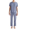 thumbnail image 1 of Blue Pajama Set Spring Summer Men's Homewear Round Neck Short Sleeve Pants Modal Thin Pajama Set, 1 of 5