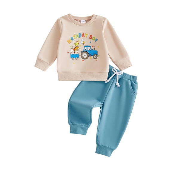 RUINIXCW Toddler Baby Boy Birthday Outfit Long Sleeve Sweatshirt and Pants 2Pcs