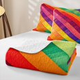 thumbnail image 4 of Manfei Watercolor Rainbow Twin Quilt Set, Ink Blocks Art Twin Coverlet Set, Red Orange, 2pcs, 1 Bedspread and 1 Pillowcase, 4 of 7