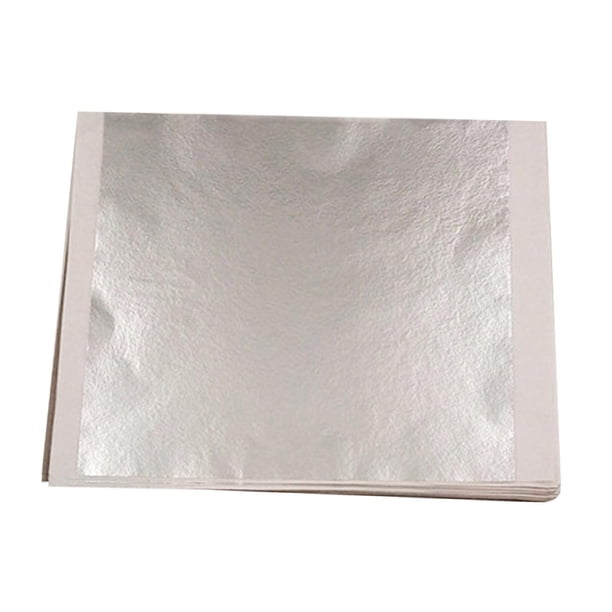 100 láminas de oro, papel de aluminio dorado, cesta de regalo para pintar, joyería, decoración de uñas Plata