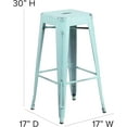 thumbnail image 2 of WYDK Commercial 30" H Backless Distressed Metal Indoor-Outdoor Barstool,Industrial backless bar height stool for your patio, restaurant, hotel,Green-blue, 2 of 9