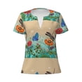 thumbnail image 3 of Naloa Colorful Plants And Insects Print T-Shirts Short Sleeve V Neck Tees for Women Fashion Tops Trendy Lightweight Soft Casual Summer Outfits Clothes, 3 of 5