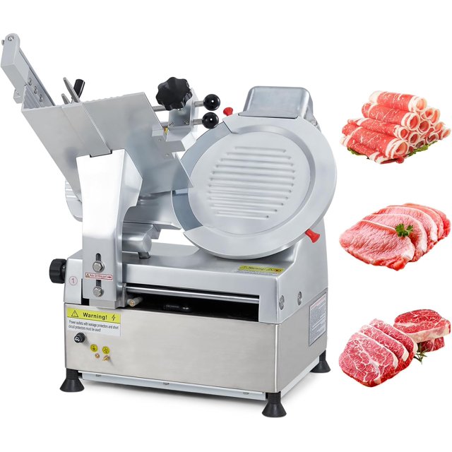550W Automatic Meat Slicer - 12 Inch Carbon Steel Blade Deli Slicer with Adjustable Thickness for Commercial and Home Kitchen Use