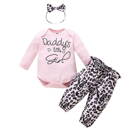 

Dadaria Cute Baby Boys Girls Clothes Newborn 0-18M Newborn Infant Valentine Print Romper Bodysuit+Leopard Print Pants Set Pink 90 Toddler