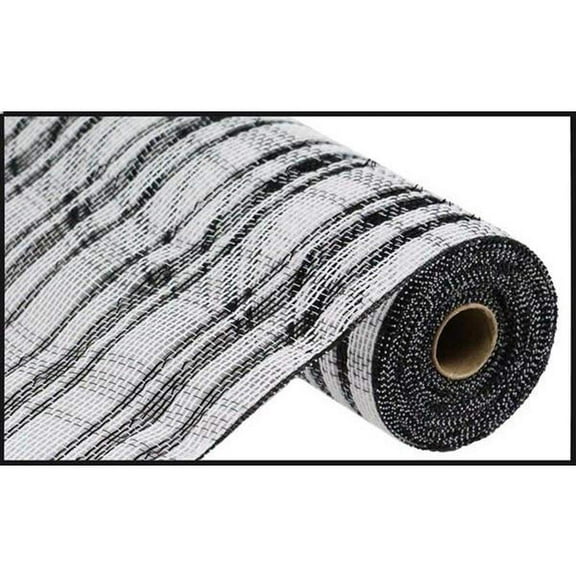 10" Cotton Foil Check Mesh Ribbon: Black  White (10 Yards)
