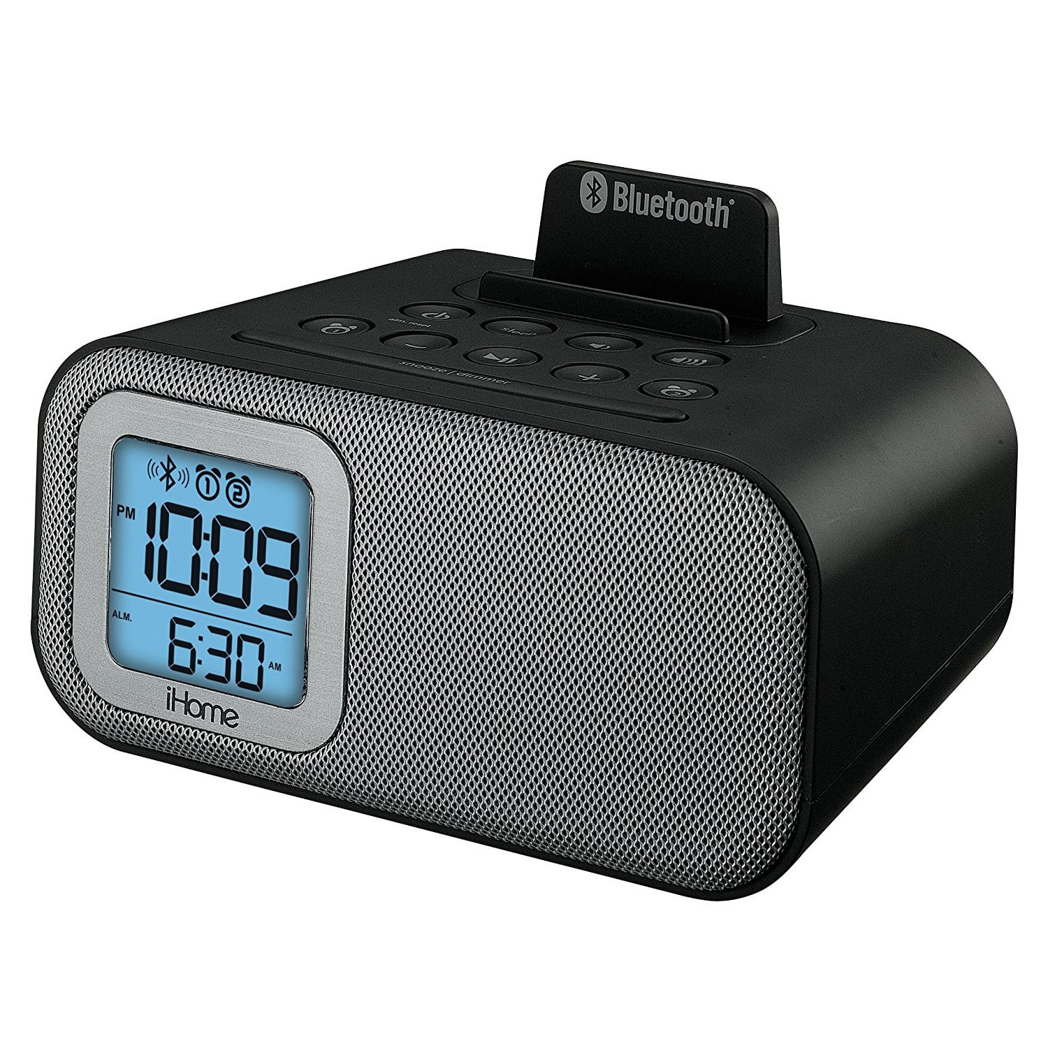 iHome Wireless Bluetooth Dual Alarm Clock with USB Charging and 