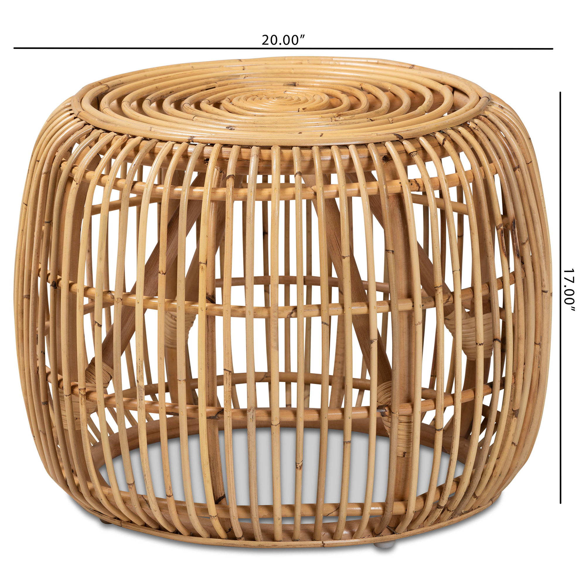 bali & pari Maverick Rattan End Table, Brown