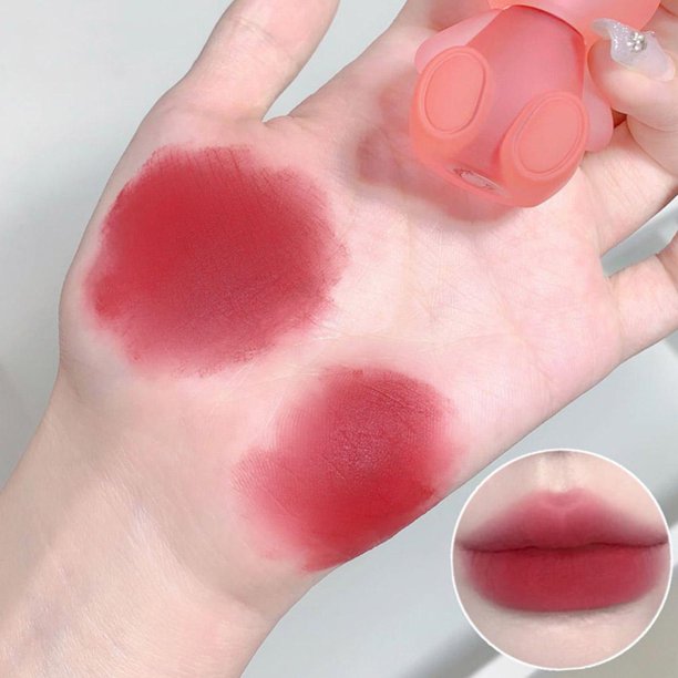 Llavero colgante lápiz labial de conejo rosa lindo lápiz labial de terciopelo caliente mate Q R4N8