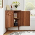 thumbnail image 5 of Weselon 30" Arched Relief Corner Cabinet, Mid-Century Modern Bathroom Storage Organizer with Tapered Solid Wood Legs, Walnut Entryway Accent Cabinet, 5 of 9