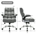 thumbnail image 3 of Executive Office Chair, Big and Tall Ergonomic Computer Chair, Adjustable Tilt Angle and Flip-up Armrest Linen Fabric Upholstered Chair with Thick Padding, High Back Managerial Chair (Grey), 3 of 6