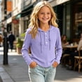 thumbnail image 5 of Abtuhar Fall Hooded Long Sleeve Tops for Girls Solid Casual School Base Layer Tops for 2-12 Years, 5 of 5