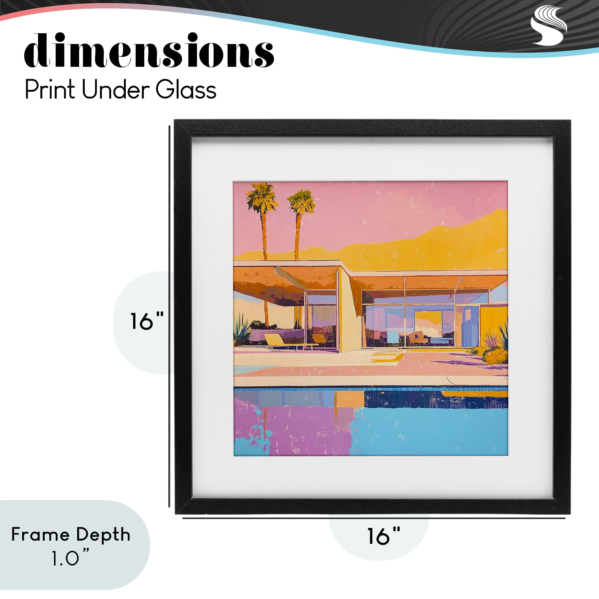 Stupell Industries Vivid Villa at Sunset Black Framed Print Under Glass, design by Walker Noble