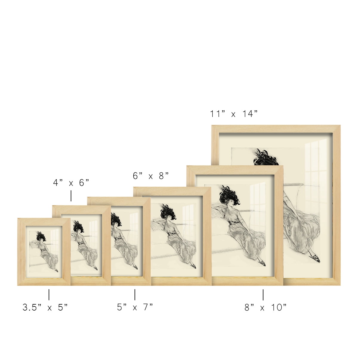 Feather Hat I -Framed Print w/glass-Natural Wood