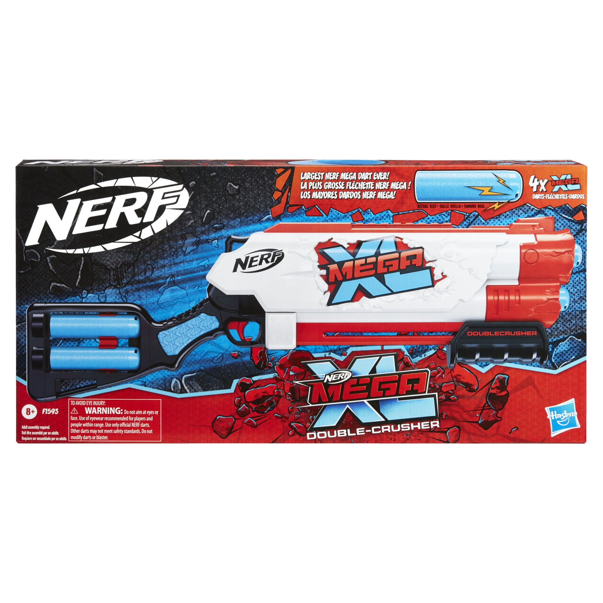 Nerf Mega XL Double Crusher Blaster, 4 Mega XL Whistler Darts - image 3 of 9