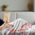 thumbnail image 3 of Rowan Soft Flannel Fleece Throw Blanket, Watercolor Style Leaves with Fruits Square Frame Design Autumn Colors, Cozy Plush for Indoor and Outdoor Use, 60" x 80", Red Orange White, by Ambesonne, 3 of 5