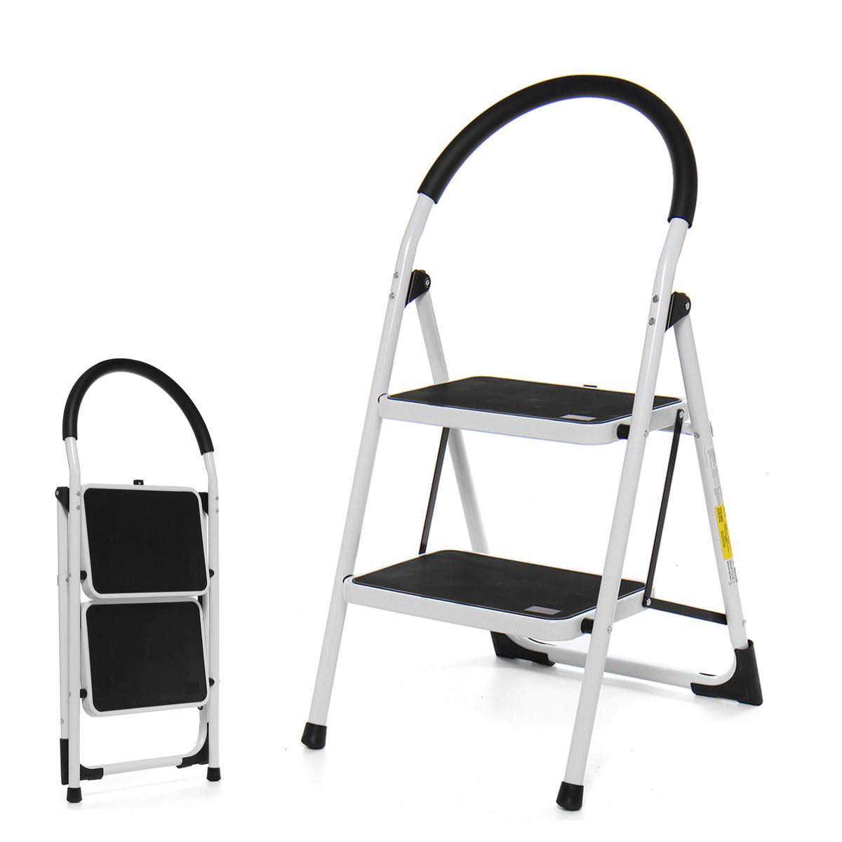 Step Ladder Foldable Non Slip 2 & 3 Step Steel Safety tread Grey Heavy Duty 