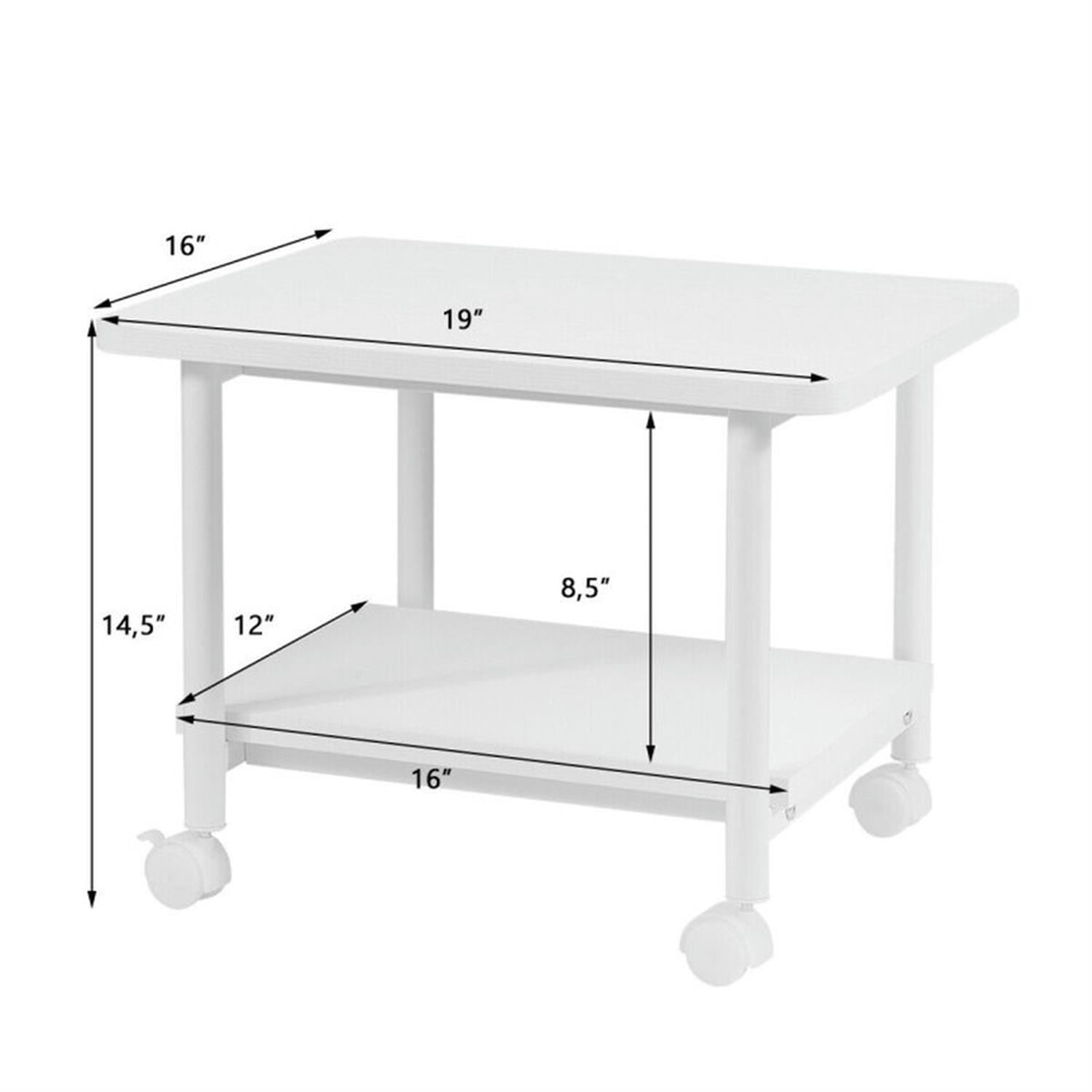 Demi Bonn Under Desk Printer Stand with 4 Wheels and Locking Mechanism, Laptop Workstation for Laptops, Books, Tablets, and Art, White