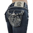 thumbnail image 5 of LA Idol Women's Rhinestone Mid Rise Skinny Blue Denim Jeans Pants ( La Idol Blue Skinny 3749nr ), 5 of 6