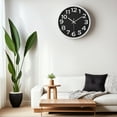 thumbnail image 3 of Unique Bargains Non-Ticking Battery Operated Decorative Wall Clock Black White Frame, 3 of 6