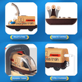 thumbnail image 5 of Motorised Wooden Rail Train, Remote Control Train with Magnetic Connection, Battery Operated Locomotive Trains for Toddlers, Compatible with Thomas, Brio, Chuggington (Brown), 5 of 7