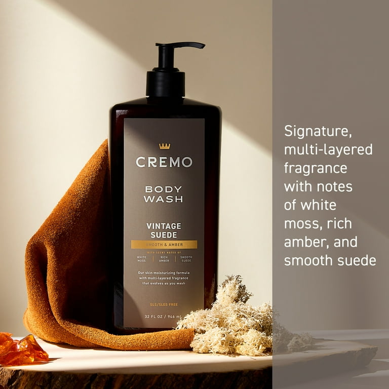 CREMO Vintage Suede Body Wash 32 fl oz with Evolving Fragrance