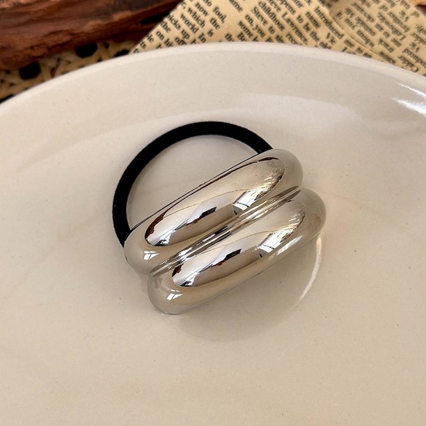 Nueva moda, bandas para el cabello irregulares de Metal de doble capa, cuerdas, diadema para mujer, diadema elástica, coleta, accesorios para el cabello