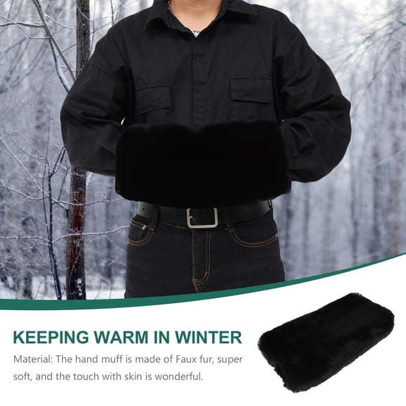 Raindrops Black Faux Hand Muffs Soft Warm Winter Gloves Alternative