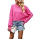 thumbnail image 3 of Suéter de Mujer de Otoño, Cuello Redondo, Tipo Murciélago, Estilo Pullover Rojo Rosa L, 3 of 10