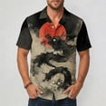 thumbnail image 2 of CONZONE Men's Buttons Down Shirts Short Sleeve Shirts for Men Trendy Oriental Dragon Embroidery Lapel Soft Lightweight Summer Tops, 2 of 4
