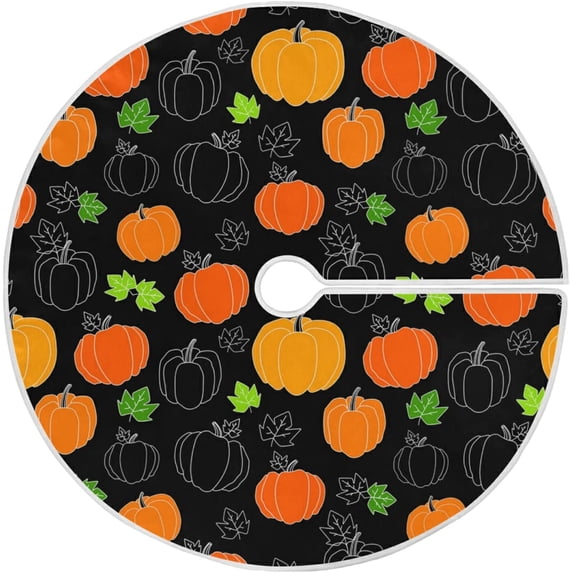 FMSHPON Colorful Pumpkins Xmas Christmas Tree Skirt Stand Mat for Holiday Party Decoration Indoor Outdoor 48 inches