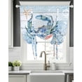 thumbnail image 5 of Coastal Blue Crab Tie Up Curtains for Window, Thermal Insulted Balloon Shade Adjustable Rod Pocket Curtains Valance Panels for Kitchen Bathroom Cafe 42 x 54 Ocean Nautical Starfish Coral Wooden, 5 of 6