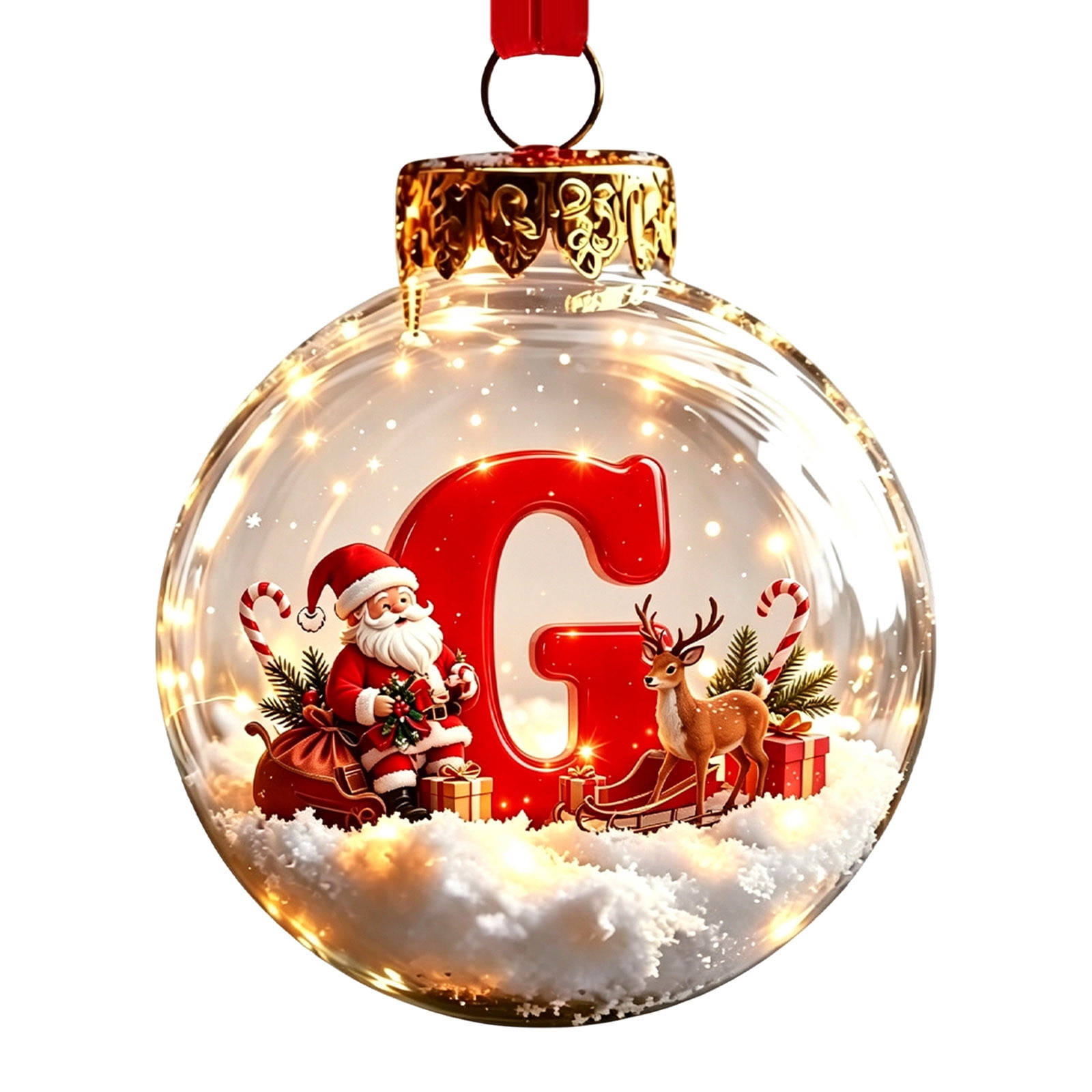 Lighted Letter Christmas Ball Ornament Alphabet Holiday Hanging Decoration for Christmas Tree Window Party and Winter Home Decor Festive Personalized Gift Style G