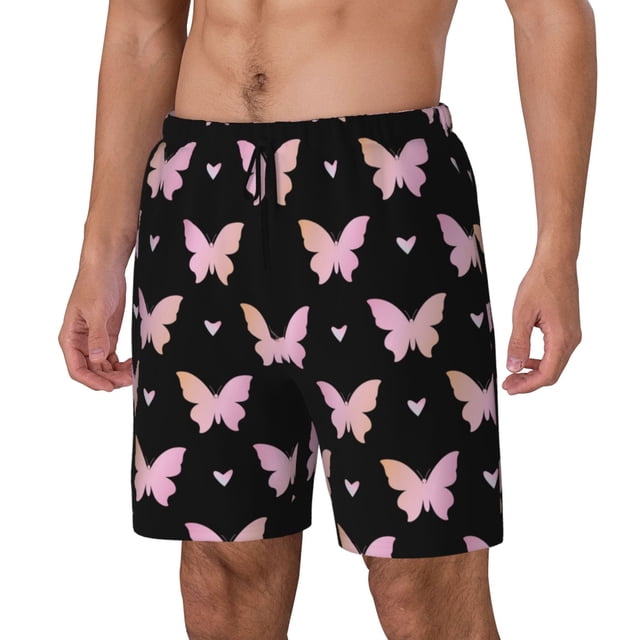Balery Gradient Butterfly Bañador para hombre, shorts de playa de secado rápido con entrepierna y forro de compresión-Large