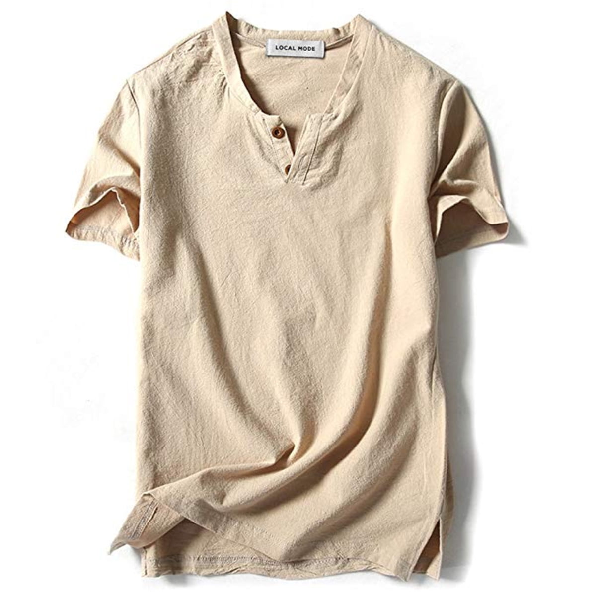 Men Baggy Casual Short Sleeve T-Shirt Cotton Linen Tee Hippie Shirt Top ...