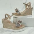 thumbnail image 4 of HAOTAGS Womens's Casual Walking Sandals Platform Flower Summer Wedge Sandals Gold Size 4.5, 4 of 8