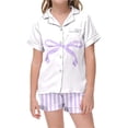 thumbnail image 1 of Ensemble de Pyjama Rayé pour Filles Haut à Manches Courtes et Shorts Confortable pour Tout-Petits et Enfants, 1 of 2