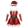 thumbnail image 3 of Disfraz de Navidad para niños, sin mangas, con lentejuelas, vestido de tutú de ballet, patinaje artístico, gimnasia, mallas, jazz, ropa de baile latino, 3 of 5