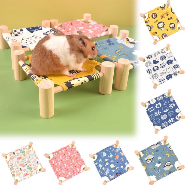 Pet Enjoy Hamster Bed Wooden House Hideout,Portable Hamster Camp Bed