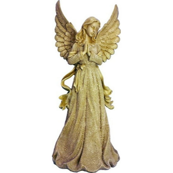 Hi-Line Gifts Praying Angel Stand with Wings Up Outdoor Garden Statue - 27.25"