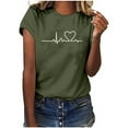 thumbnail image 3 of VgaVtl Tops for Women Plus Size Short Sleeve Green Crew Neck T-Shirt Print Casual Loose Tops, 3 of 9