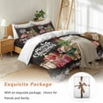 thumbnail image 7 of Christmas Bedding Duvet Cover Set Twin Size 4 Pieces Winter Xmas Cats Trees Gifts Flowers Brown Woods Bedding Set with Zipper Closure, 1 Comforter Cover 68x86 Inches 1 Flat Sheet & 2 Pillow Cases, 7 of 7