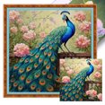 thumbnail image 1 of Kit Punto Cruz Pavo Real Impreso Hilo Algodón Ecológico Bordado 11CT 40x40cm, 1 of 9