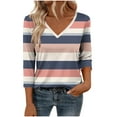 thumbnail image 2 of Cutuoiiu Women's Casual 3/4 Sleeve V-Neck Cozy Tops with Prints Gifts, 2 of 6
