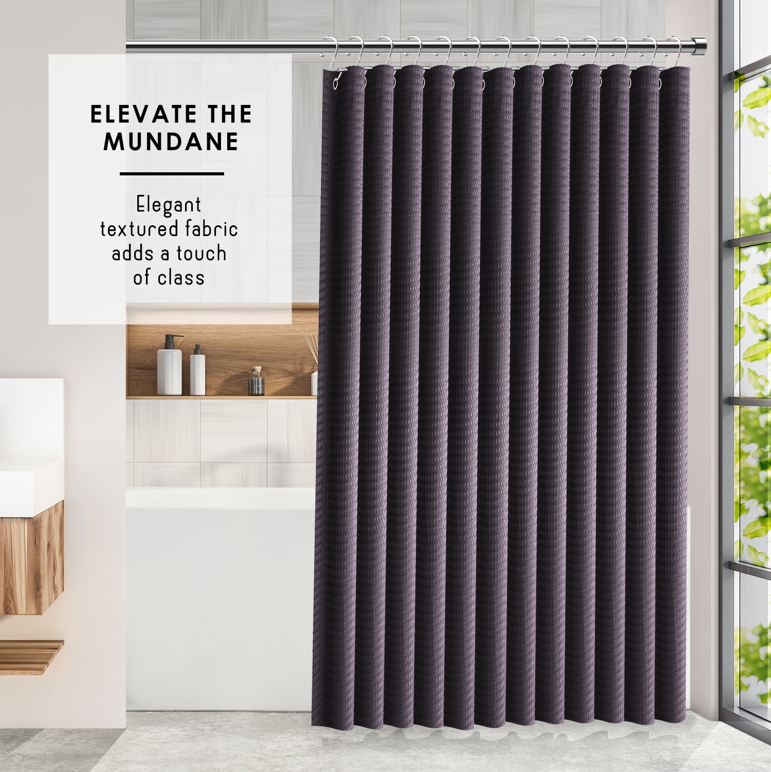 (3 pack) LammaLoe Purple Shower Curtain, Waffle Weave Heavy Duty Fabric Shower Curtain, 72” x 72" Hotel Luxury 256 GSM Bathroom Curtains