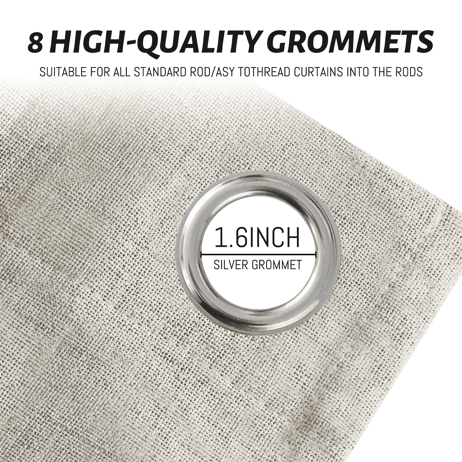 Yakamok 100% Blackout Natural Send Linen Curtains 84 Inches Long for Living Room, Room Darkening Textured Curtains for Bedroom with White Liner 2 Panels